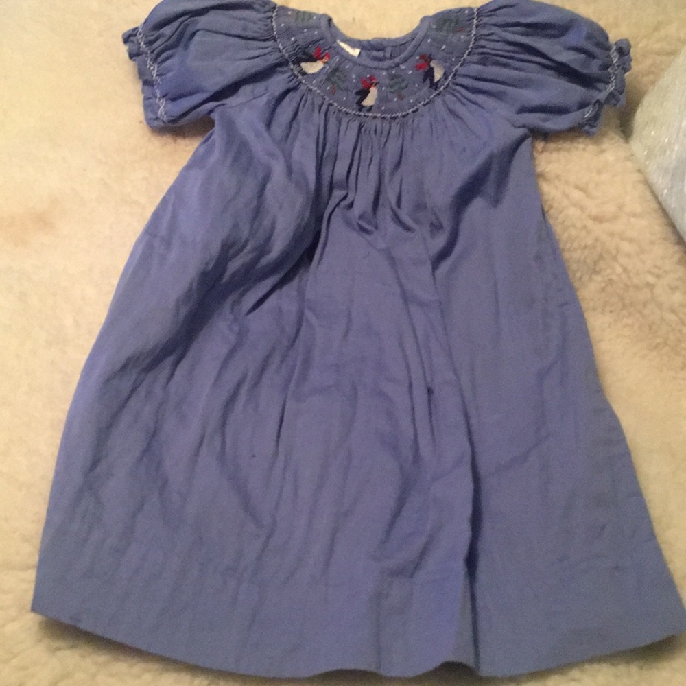 Little girl smock dress pervenche